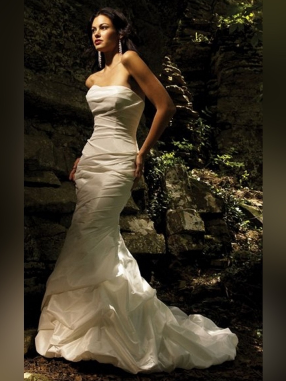 Allure Bridals Style 8526 Diamond White Ruched Satin Mermaid Wedding